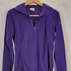 Columbia Fleece Jacket Women's Medium 1/4 Zip Long Sleeve Pullover Purple Light